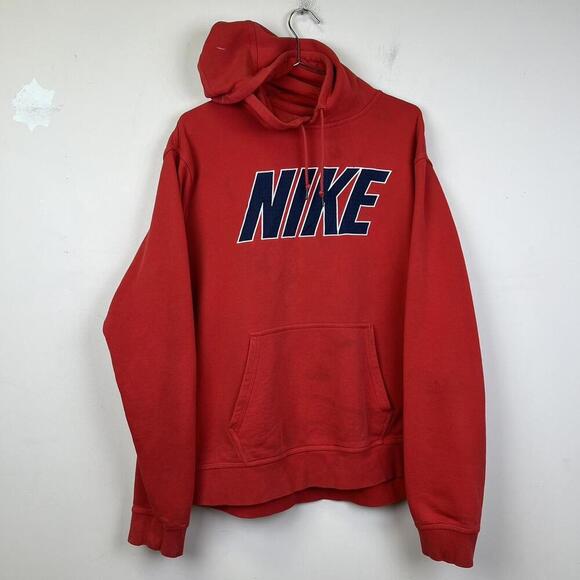Vintage Nike Red Pullover Hoodie with Classic Logo - Picture 1 of 7